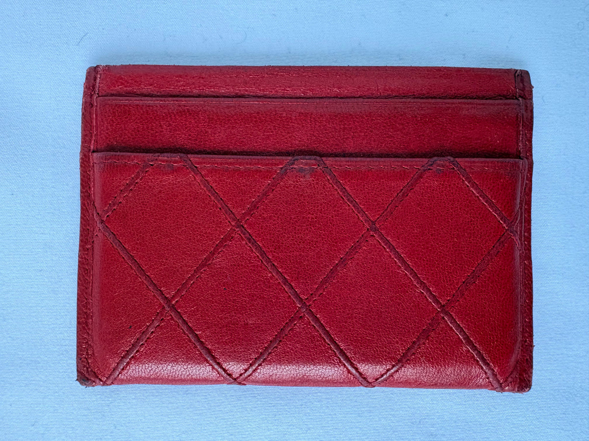 Chanel Red Leather Cardholder