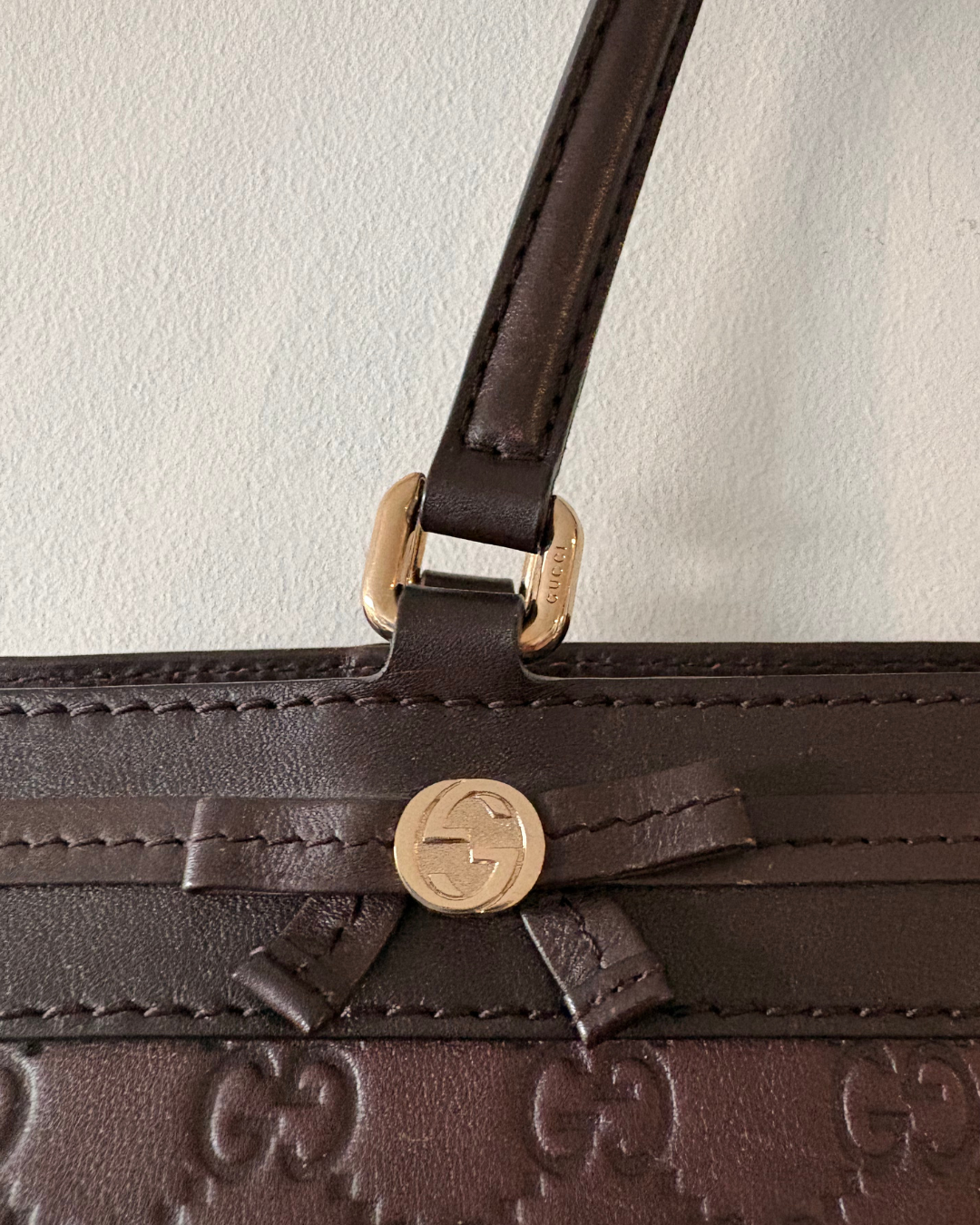 Gucci Guccisima Monogram Boston Bag Dark Brown