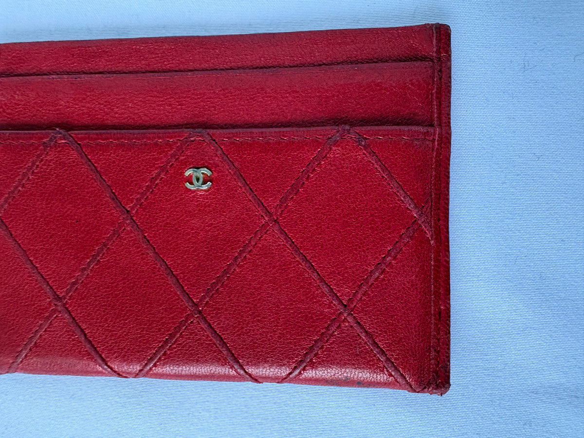 Chanel Red Leather Cardholder