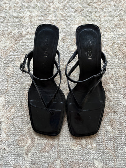 Gucci Black Thong Kitten Heels