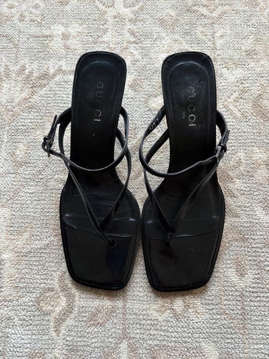 Gucci Black Thong Kitten Heels
