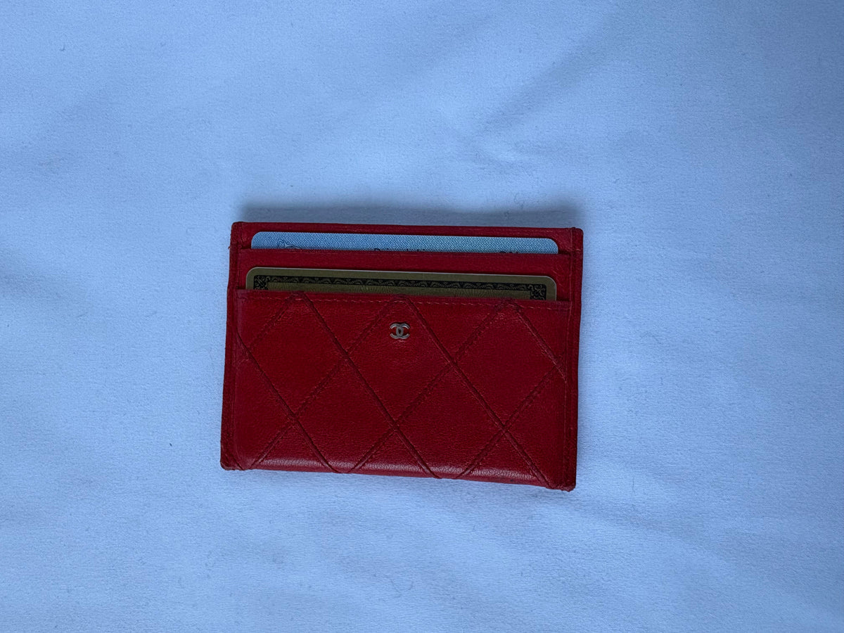 Chanel Red Leather Cardholder