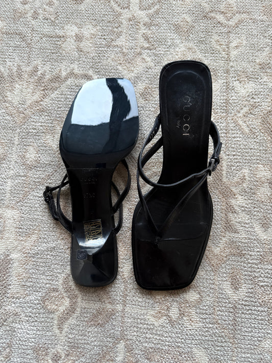 Gucci Black Thong Kitten Heels