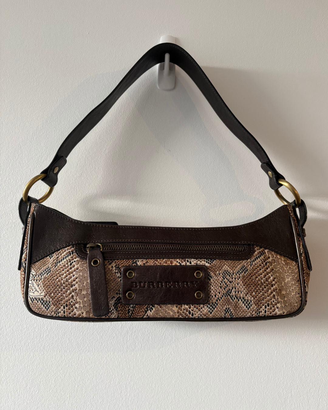 Burberry Nylon Snakeskin Baguette