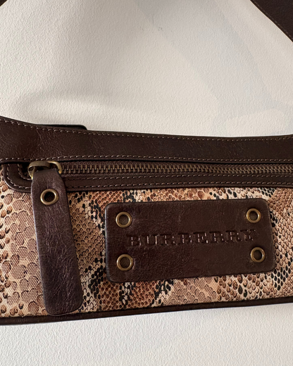 Burberry Nylon Snakeskin Baguette