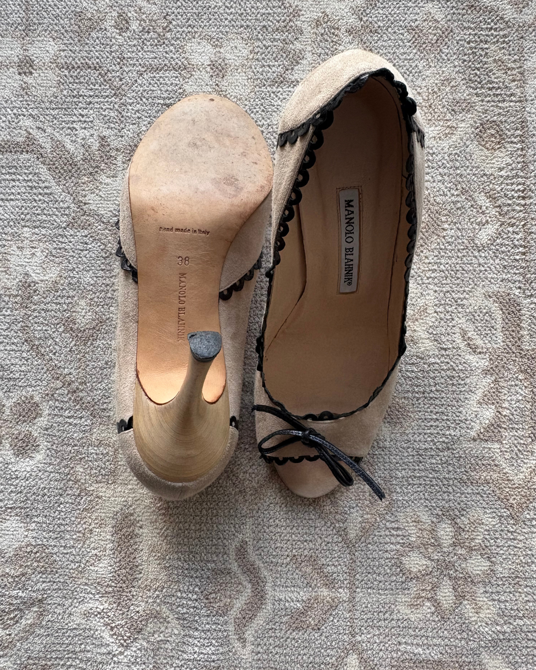 Manolo Blahnik Suede Eyelet Heels