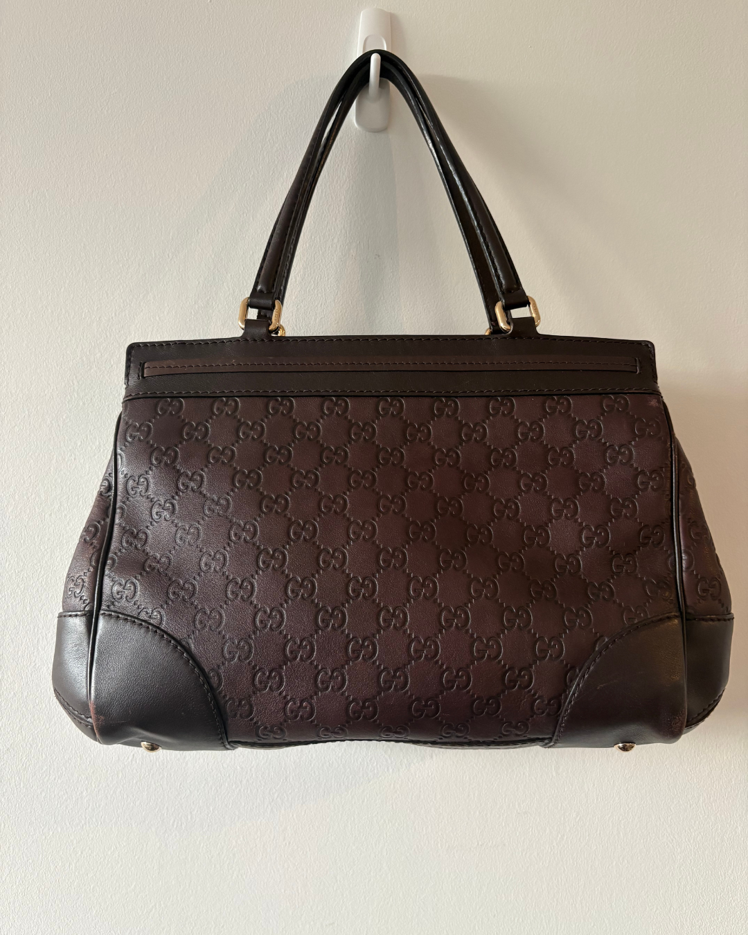 Gucci Guccisima Monogram Boston Bag Dark Brown