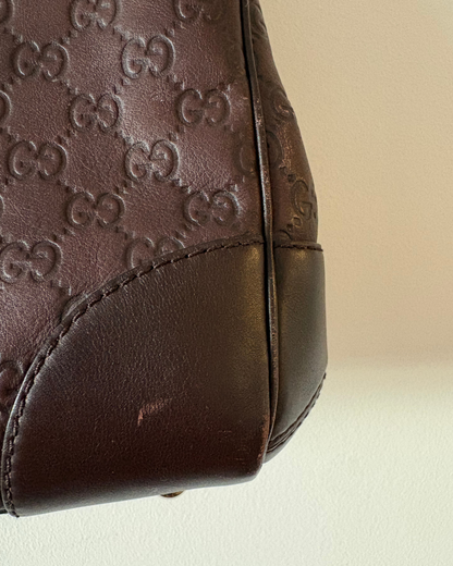 Gucci Guccisima Monogram Boston Bag Dark Brown